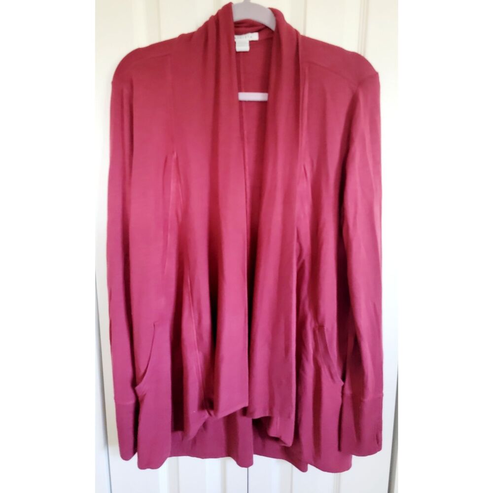 Athleta SP Open Slub Cardigan Women's Maroon Long Sleeve Oversize‎ Soft